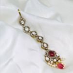 Kundan Maang Tikka with Ruby and Pearl