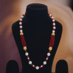Red Agate and Pearl Statement Necklace